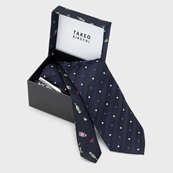 Amazon | [ タケオキクチ ] ネクタイ 【お酒柄】ブルーネクタイ